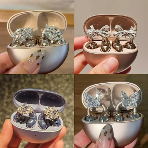 【好精緻的耳機唷~】2025新款滿鑽蝴蝶設計×骨傳導耳夾式無線藍芽耳機（是耳飾也是耳機！超美！）下單贈送耳機收納袋！！